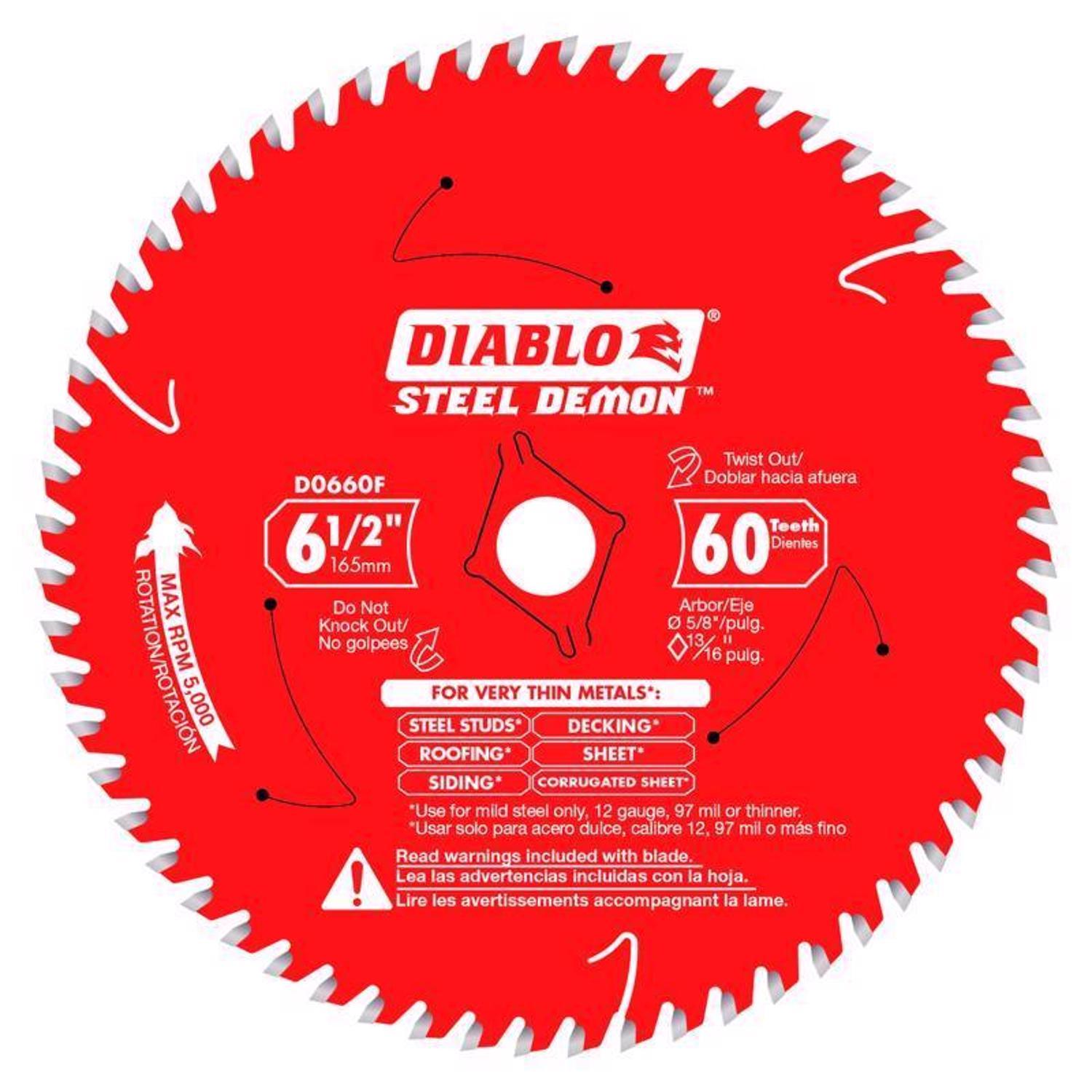 Diablo Steel Demon 6-1/2 in. D X 5/8 in. TiCo Hi-Density Carbide Circular Saw Blade 60 teeth 1 pk Uae Electronic uaeelectronic.com