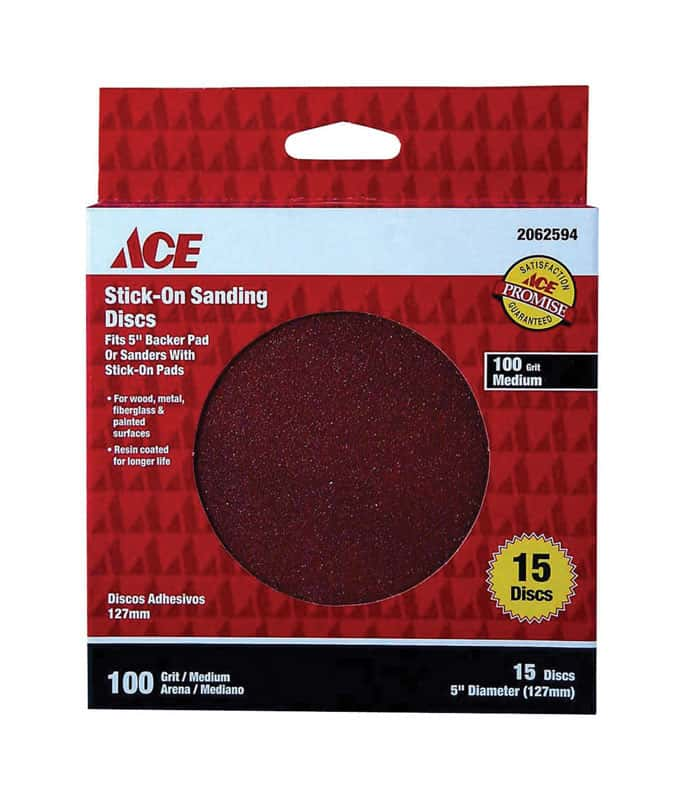 ACE Screw-On Sanding Discs 100 Grit Medium, 5 Discs, # 17634 *New*