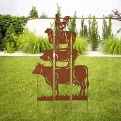 Glitzhome Brown Metal 51.25 in. H X 27.75 in. L X 0.25 in. W Farmhouse Animals Silhouette Yard Stake