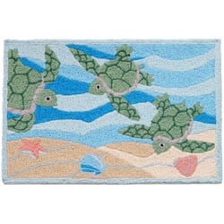 Jellybean 20 in. W X 30 in. L Multi-Color Turtles Swimming Polyester Accent Rug