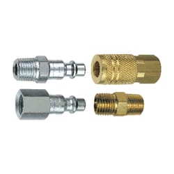 Tru-Flate Brass/Steel Air Coupler and Plug Set 1/4 in. Female 4 pc