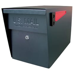 Mail Boss Modern Galvanized Steel Post Mount Black Locking Mailbox