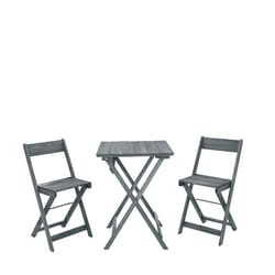 Linon Home Decor 3 pc Gray Wood Wood Grain Bistro Set