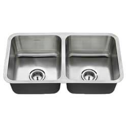 American Standard Stainless Steel Undermount 18.5 in. W X 32.25 in. L Double Bowl Kitchen Sink