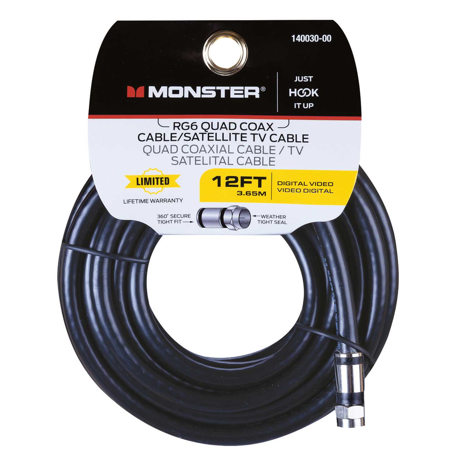 Monster Cable Just Hook It Up 12 ft. Weatherproof Video Coaxial Cable