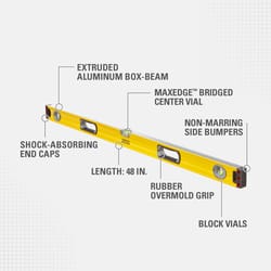 Stanley FatMax 48 in. Aluminum Box Beam Level 3 vial