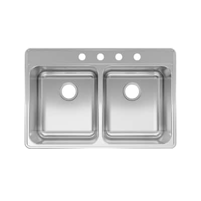 Kindred Stainless Steel Top Mount 33 In W X 22 In L Two Bowls Kitchen Sink Ace Hardware