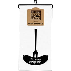 Open Road Brands Butcher Baker BBQ Maker White Cotton Dig In Dish Towel Set 2 pk