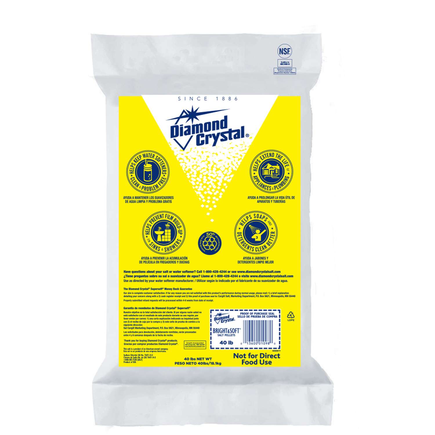 Diamond Crystal Bright & Soft Water Softener Salt Pellets 40 lb. Ace