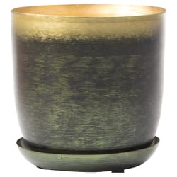 Chive Joe 5 in. D Metal Flower Pot Forest and Gold