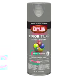 Krylon ColorMaxx Gloss Classic Gray Paint + Primer Spray Paint 12 oz.