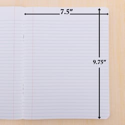 Bazic Products 9-3/4 in. W X 7-1/2 in. L Wide Ruled Stitched Black Marble Composition Book