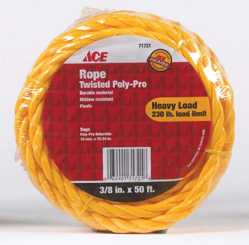 Ace 3/8 inch D X 50 foot L Yellow Twisted Poly Rope Ace Hardware