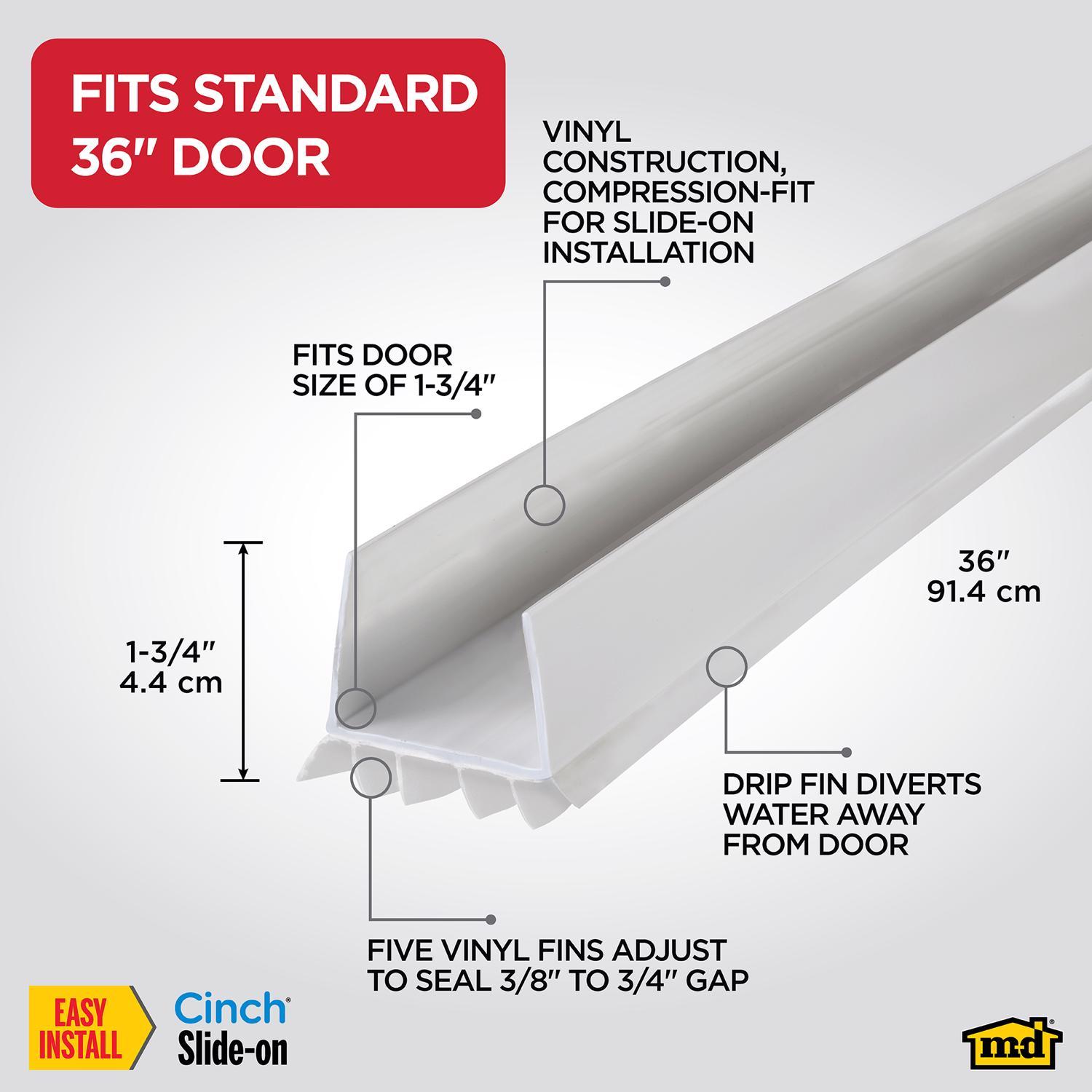 M-D Building Products CINCH White Vinyl Under Door Seal For Doors 36 in. L X 1.75 in.