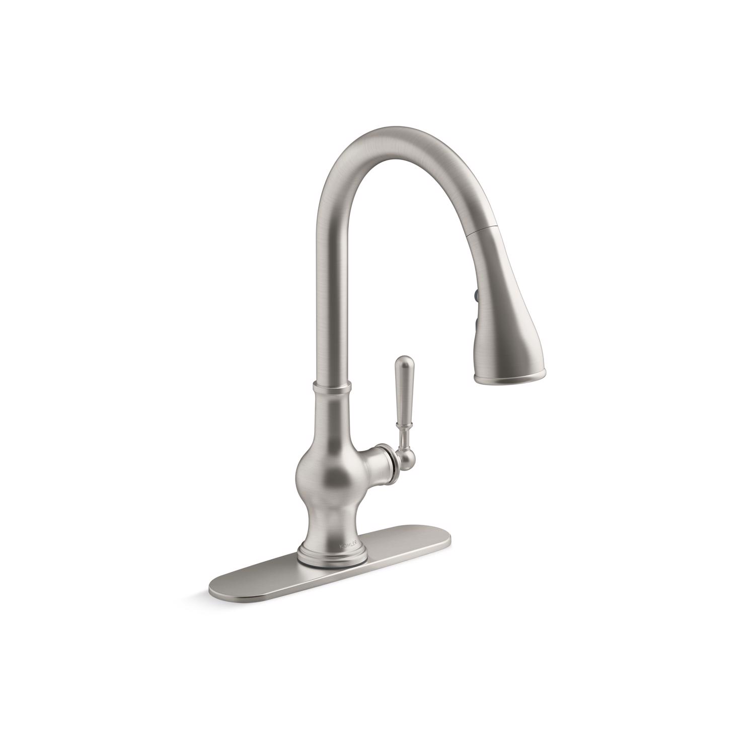 Kohler Treaty One Handle Stainless Steel Pull-Down Kitchen Faucet