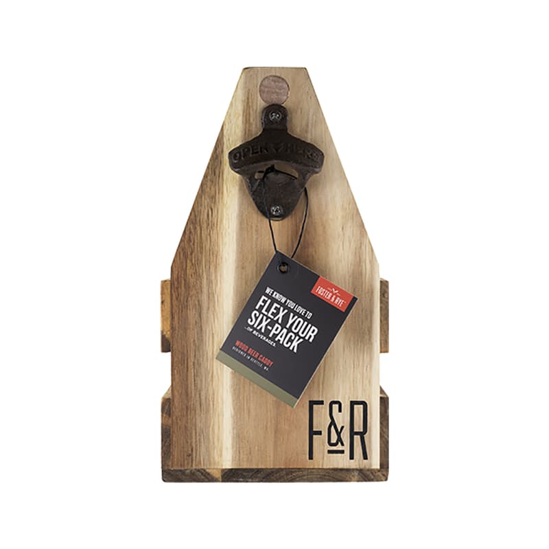 Foster & Rye 6 oz Brown Acacia Wood Bottle Carrier w/Opener Sansujyuku sansujyuku.com