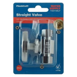 PlumbCraft 3/8 in. Compression in. X 3/8 in. Compression Chrome Plated Straight Stop Valve