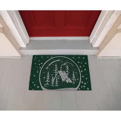 Entryways 17 in. W X 28 in. L Green Snow Globe Coir Door Mat