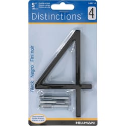 HILLMAN Distinctions 5 in. Black Steel Screw-On Number 4 1 pc