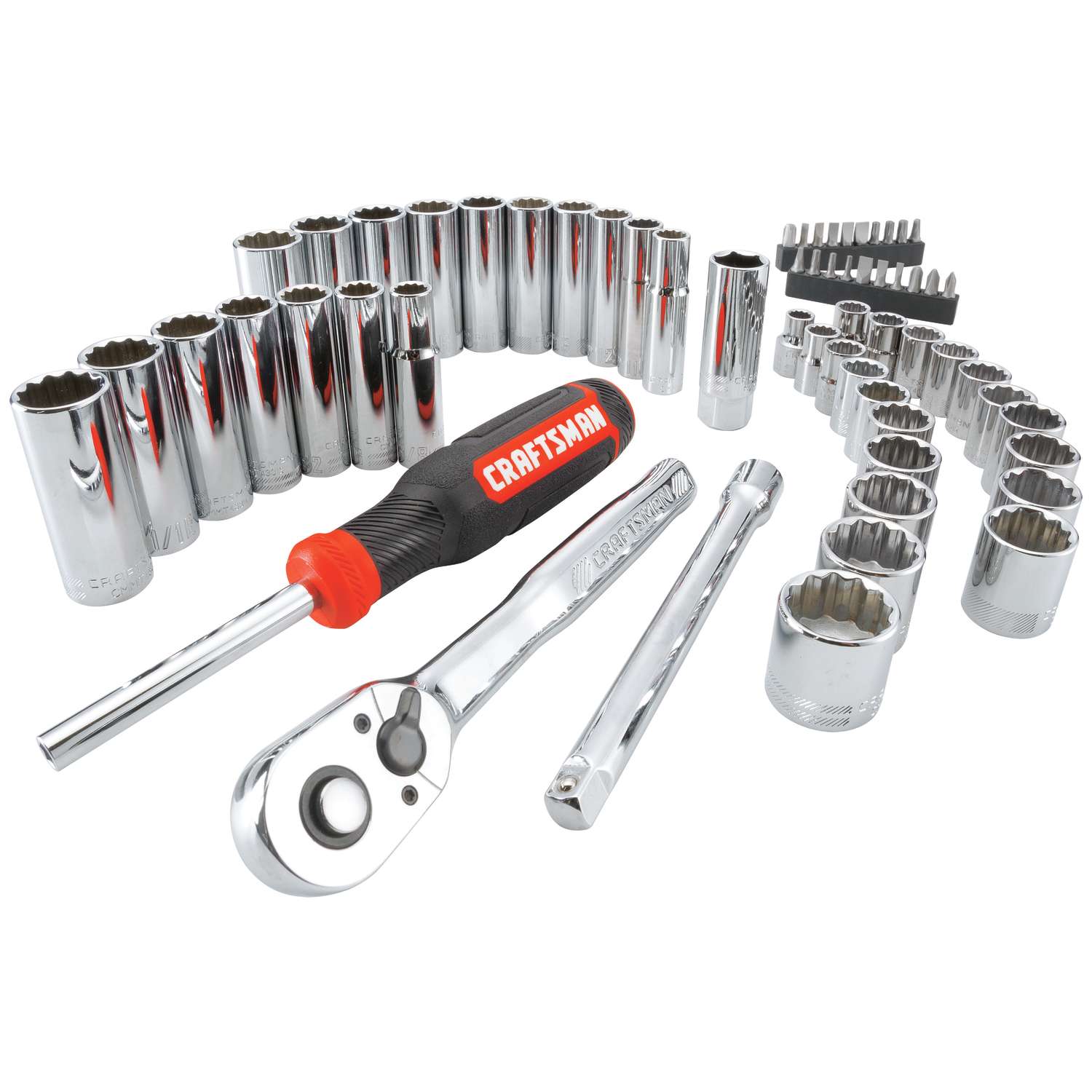 Craftsman 3/8 in. drive Metric and SAE 12 Point Mechanic's Tool Set 61 ...