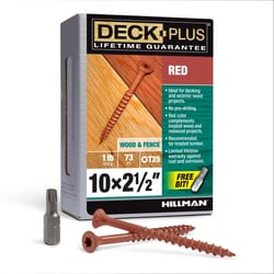 HILLMAN Deck Plus No. 10 Ga. X 2-1/2 in. L Red Star Flat Head Exterior Deck Screws 1 lb 73 pk