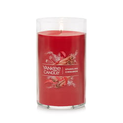 Yankee Candle Signature Red Sparkling Cinnamon Scent Pillar Candle 14.25 oz