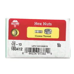 Hillman 1/2 in. Zinc Dichromate Steel USS Hex Nut 50 pk