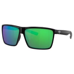Costa Rincon II Men's Matte Black Frame Green Mirror Lens Polarized Sunglasses