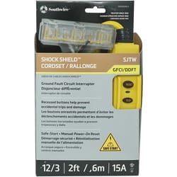 Southwire Indoor 2 ft. L Yellow In-line GFCI Cord 12/3 SJTW