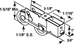 Prime-Line 1-1/8 in. D X 0.75 in. L Steel Roller Assembly 1 pk