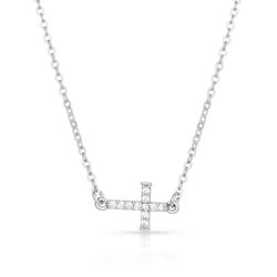 Montana Silversmiths Women's Quiet Faith Cross Silver Necklace Brass Water Resistant