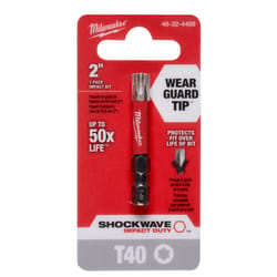 Milwaukee Shockwave Torx T40 X 2 in. L Impact Power Bit Steel 1 pc