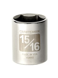 Craftsman 15/16 in. X 1/2 in. drive SAE 6 Point Standard Socket 1 pc