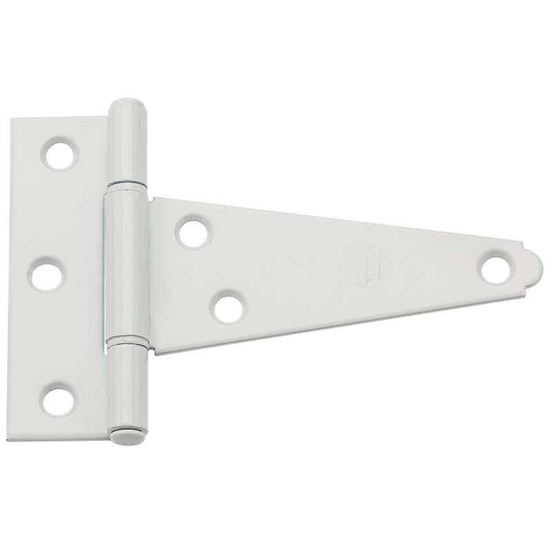 National Hardware 4 in. L White Steel Heavy Duty T Hinge 2 pk Ace