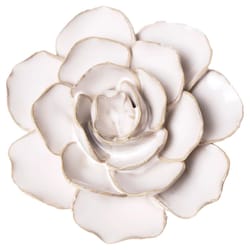 Chive Coastal 1.8 in. H X 3.5 in. W X 3.5 in. L Glazed Ivory Ceramic Ranunculus Wall Flower