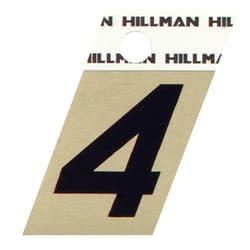 HILLMAN 1.5 in. Reflective Black Aluminum Self-Adhesive Number 4 1 pc