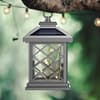 Feit 4 in. Solar Power Metal Square Coach Lantern Solar Lantern Black ...