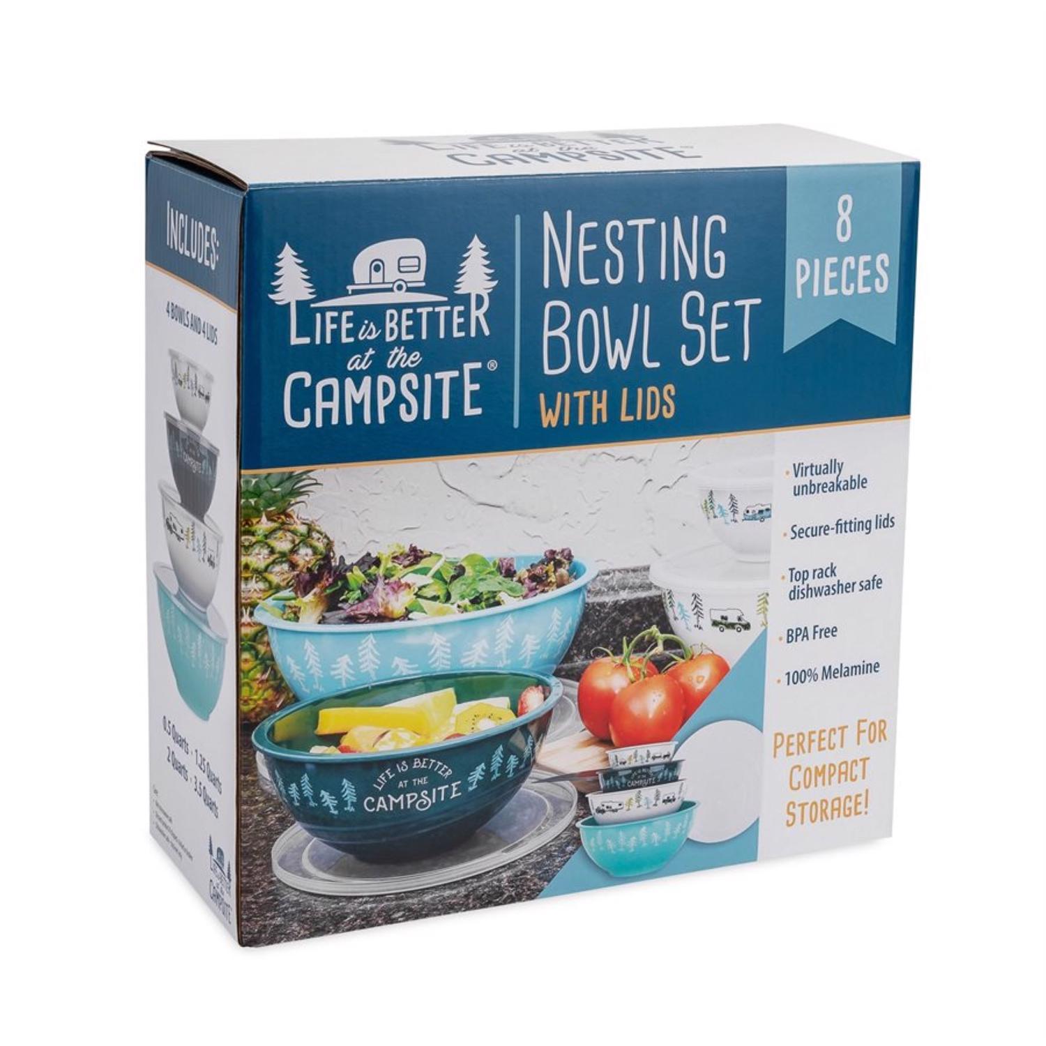 Camco Life is Better at the Campsite Multicolored Melamine Nesting Bowl Set 8 pc Sansujyuku sansujyuku.com