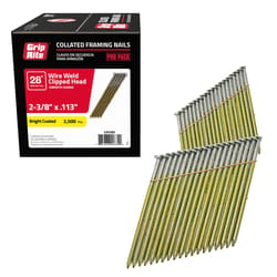 Grip-Rite 2-3/8 in. L X 11-1/2 Ga. Angled Strip Bright Framing Nails 28 deg 2500 pk