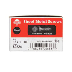 Hillman No. 12 X 1-1/4 in. L Phillips Flat Head Sheet Metal Screws 100 pk