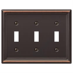 Amerelle Chelsea Aged Bronze 3 gang Stamped Steel Toggle Wall Plate 1 pk