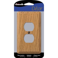 Amerelle Contemporary Brown 1 gang Wood Duplex Wall Plate 1 pk