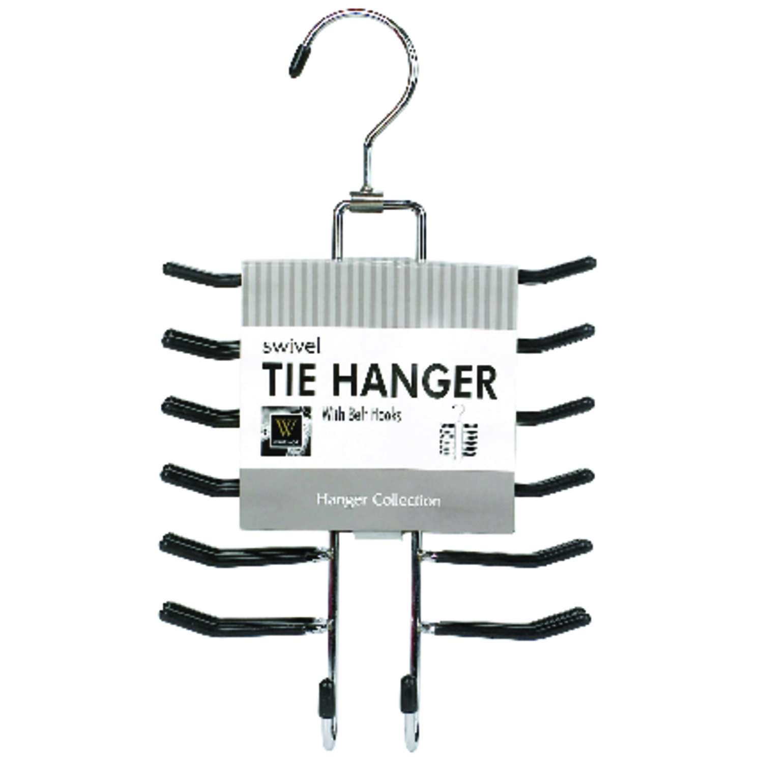 Whitmor 6021-187 Ebony Chrome Swivel Tie Hanger with Belt Loops