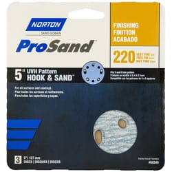Norton ProSand 5 in. Ceramic Alumina Hook and Loop Sanding Disc 220 Grit Very Fine 3 pk