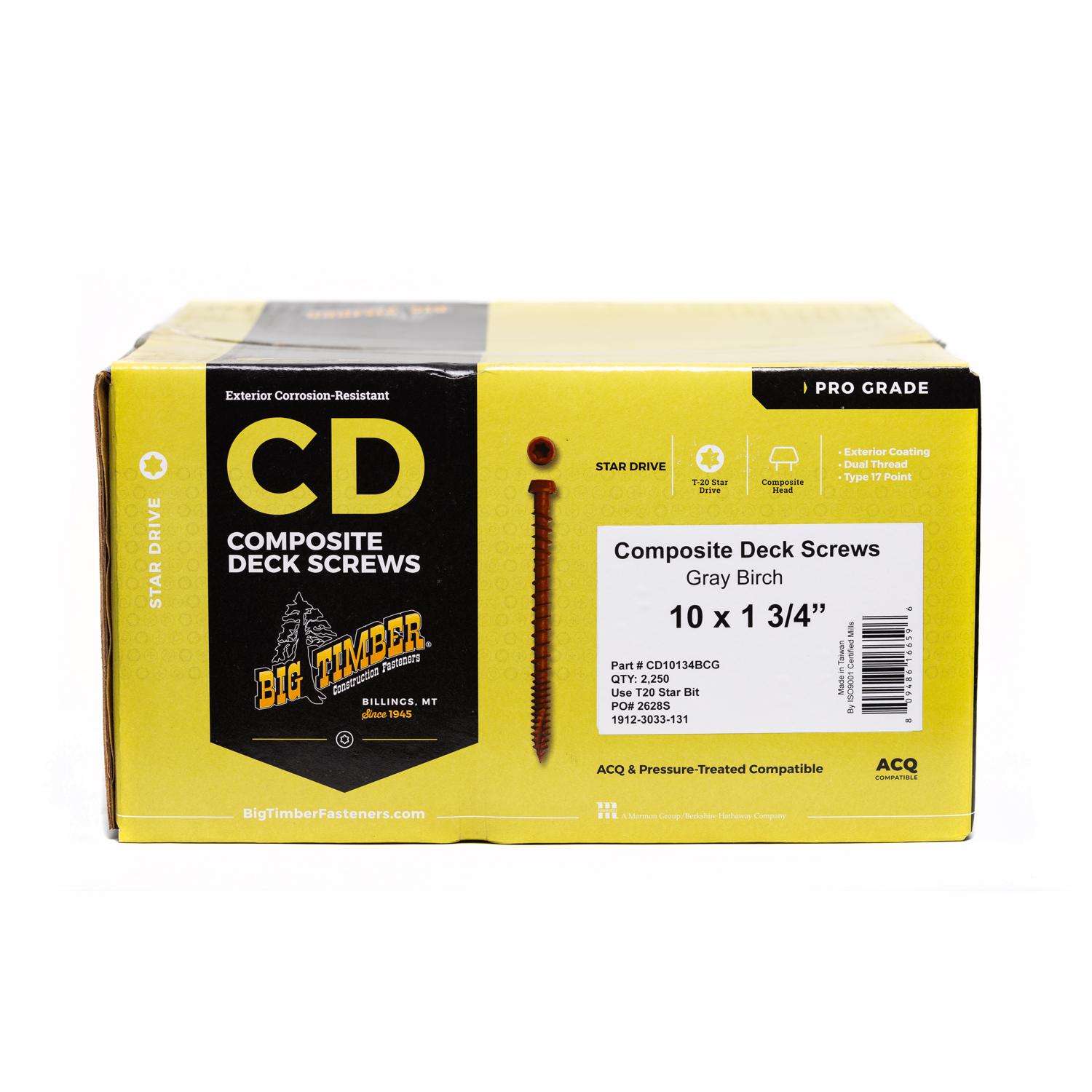 Big Timber No. 10 X 13/4 in. L Gray Birch Star Trim Head Composite Deck Screws 17 lb 2250 pk