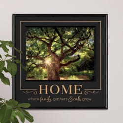 P Graham Dunn 19.25 in. H X 19.25 in. L Black MDF Home Where Family Gathers & Roots Grow Wall Decor