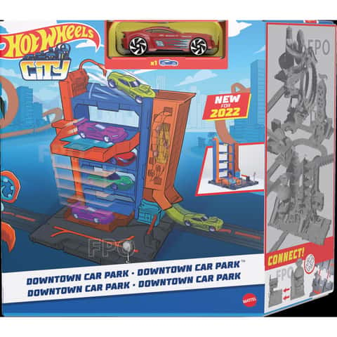  Hot Wheels City Toy Car Track Set Downtown Car Park