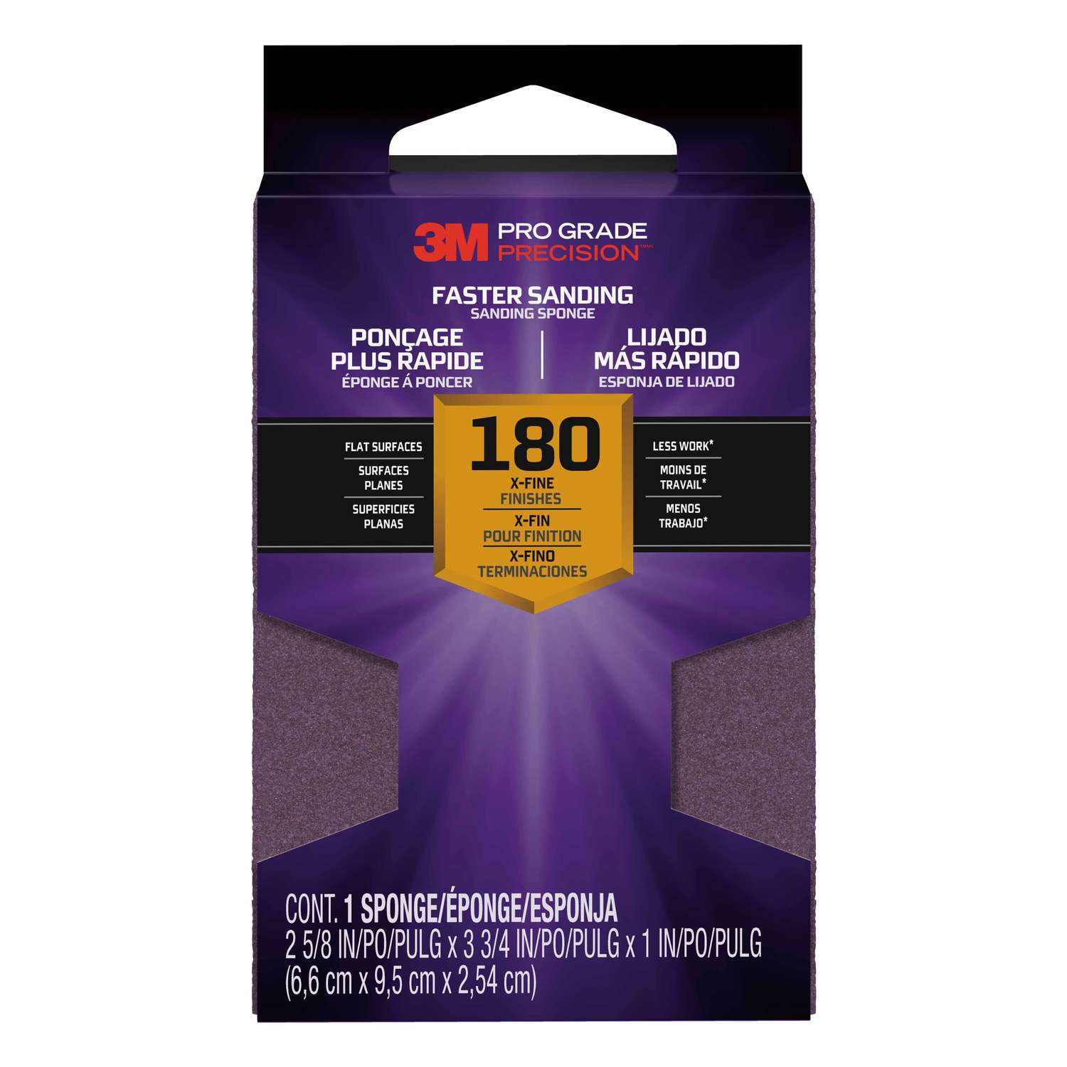 3M Pro Grade Precision 33/4 in. L X 25/8 in. W X 1 in. T 180 Grit