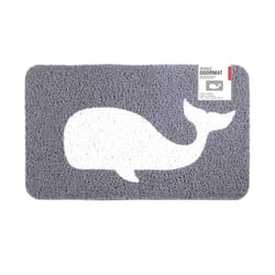 Kikkerland 18 in. W X 30 in. L Gray/White Whale Vinyl Door Mat