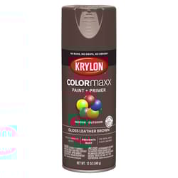 Krylon ColorMaxx Gloss Leather Brown Paint + Primer Spray Paint 12 oz